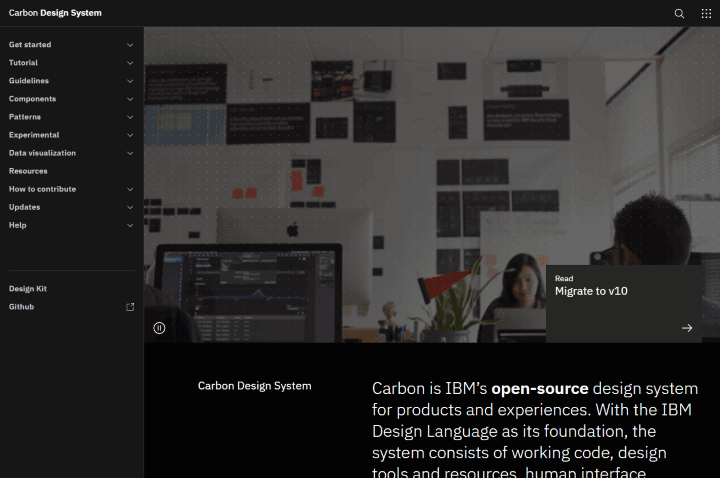 Captura de pantalla de Carbon Design System by IBM