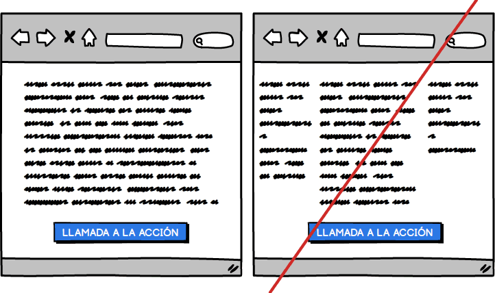 Ilustración del tip 1 de usabilidad: una sola columna