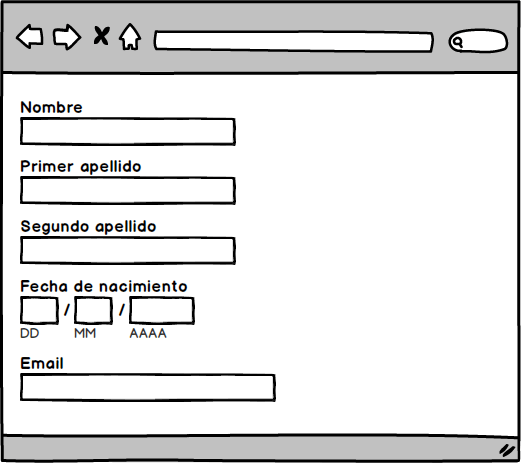 Formulario con las etiquetas ubicadas por encima de los campos